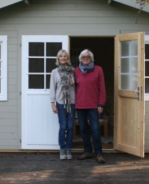 Lindy and Pa outside the new summer house