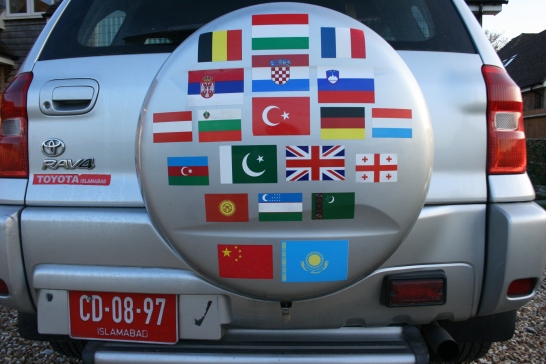 Badges of honour! Flags of all the countries we drove through.