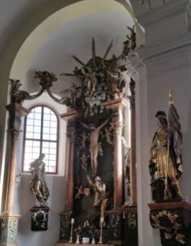 Incredible baroque decor inside the modest church